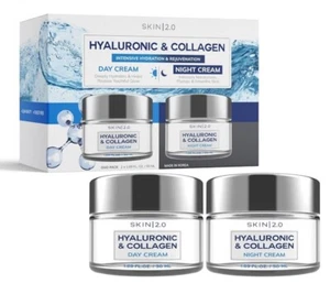 Skin 2.0 Vitamin C & Collagen day & night cream-Derm tested-anti aging-2 bottles - Picture 1 of 17