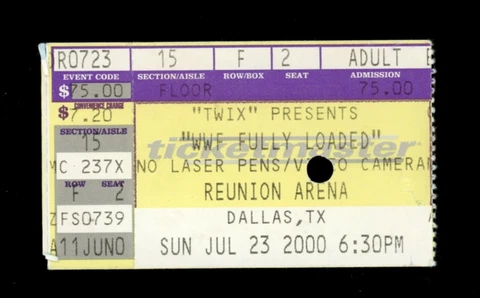 WWF FULLY LOADED PPV 2000 TICKET STUB ROCK DEF. BENOIT WWE DALLAS TX Cover