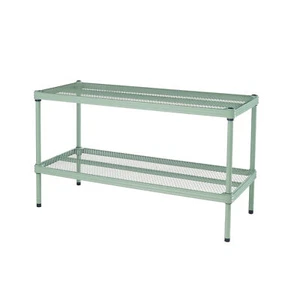 Design Ideas 2 Tier Full Size Metal Storage Shelving Unit, Sage Green (Used) - Picture 1 of 11