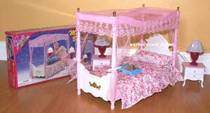 NEW GLORIA DOLL HOUSE FURNITURE Master Canopy Bedroom (2314) FOR BARBIE - Picture 1 of 3