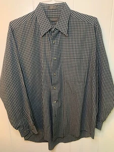Van Heusen Long Sleeve Button Down Shirt Green Blue White Size L 16-16.5 - Picture 1 of 3
