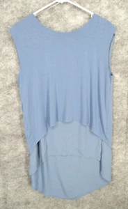 Vince Camuto Women's Top Medium Flowy Sleeveless Scoop Neck High Low Hem Blue - Picture 1 of 13