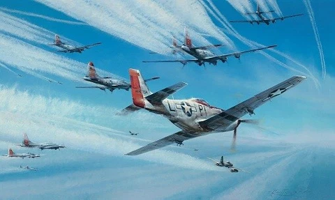 Jet Hunters by Robert Taylor Aviation Art signed by WWII Mustang Pilots Cover