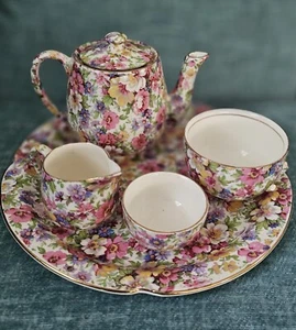 Vintage James Kent Old Foley Du Barry Fenton Tea Set For One - Picture 1 of 24