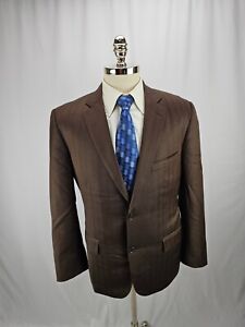 Bespoke Unbranded Men's Brown Wool Herringbone Blazer Jacket Surgeon Cuffs  40S