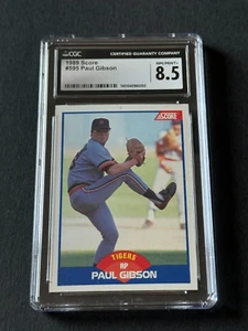 GROIN GRAB Error Card 1989 Score #595 Tigers PAUL GIBSON CCG 8.5 Ball Adjustment - Picture 1 of 10