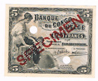 SPECIMEN 5 Fr. ELISABETHVILLE BELGIUM CONGO  Model  1914  9.10.1914 LA#BCB-2 UNC