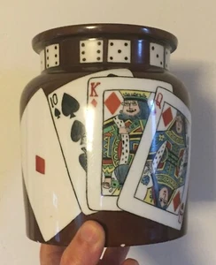 T&V Limoges France Porcelain Tobacco Jar Humidor Vase Urn Playing Cards - Picture 1 of 12