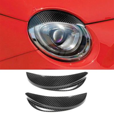 Borde de párpados de faros de fibra de carbono real para Fiat 500 Abarth 595 2009-23 Foto 1 de 4