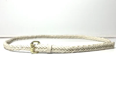 H & M Women's Belt Large Ivory Skinny Braided Casual Jeans Dress Trouser Ladies - Image 1 of 4