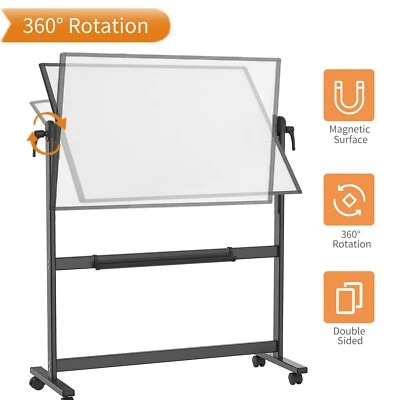 Magnetic Mobile Whiteboard, 48 x 36 Inches, Black Aluminium Frame and Stand - Image 1 of 4