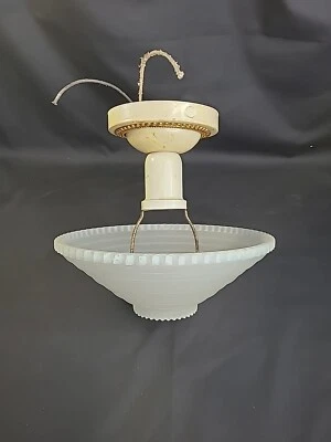 Antique Bedroom Chandelier 1930s Deco Glass Ceiling Light Fixture Lamp - Image 1 of 4