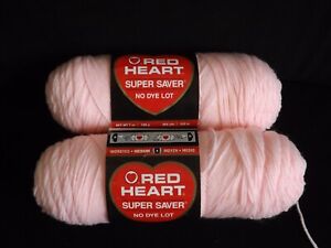 2 Red Heart Baby Pink Super Saver Yarn 13 Oz Total No Dye Lot 1 NIP 