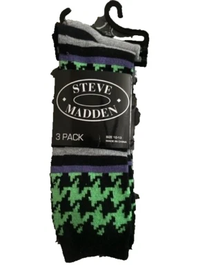 Paquete de 2 NUEVOS Calcetines Atléticos Steve Madden ALTOS Rodilla Verde/Gris/Negro Talla 10-13 Foto 1 de 4