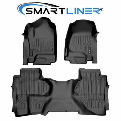SMARTLINER Custom Fit Floor Mats 2 Row Liner Set 2014-2018 Silverado Sierra 1500 Foto 1 de 4