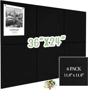 Large Cork Board for Wall 6 Pack, Bulletin Board 36" X 24", Felt Board Wall Tile - Picture 1 of 6