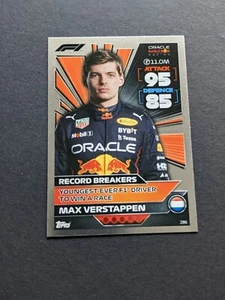 2022 Topps Turbo Attax F1 Max Verstappen Record Breakers Youngest Race Winner - Picture 1 of 2