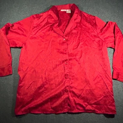 Juego de pijama Secret Treasures sedoso para mujer talla XL rojo vintage Foto 1 de 4