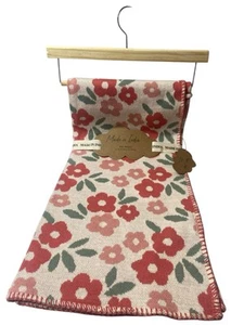 NEW Baby Blanket 100% Cotton 32x40 Boho Pink & Mauve Flowers Made in India - Picture 1 of 7