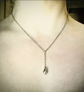 Tiffany & Co. Elsa Peretti Sterling Silver Teardrop Link Chain Lariat Necklace - Picture 1 of 10