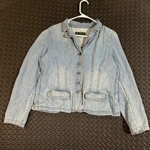 Chaqueta Blazer Lauren Jeans Co Ralph Lauren Denim Para Mujer 16 Azul Jean Abrigo LRL - Imagen 1 de 8