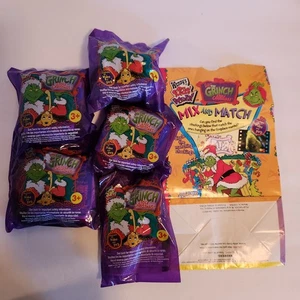 2000 Wendys Grinch Stole Christmas Kids Meal Toys 5 Different + Bag VTG - Picture 1 of 1