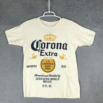 Camisa Corona Extra Beer Para Hombre Mediana Crema Gráfica Camiseta La Cerveza Mas Fina Foto 1 de 4