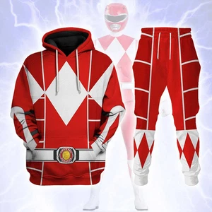 Red Mighty Morphin Power Ranger Cosplay C2 - Hoodie Set, Jogginghose Größe S-5XL - Bild 1 von 5