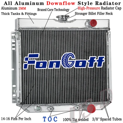 3 ROW Aluminum Radiator Fit 1967-1970 1969 Ford Mustang 1966-1970 Ford Falcon Foto 1 de 4