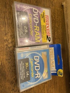 Lot  NEW (Vintage?) Maxell DVD-R Camcorder Discs 30 Minutes 1.4 GB - Afbeelding 1 van 2