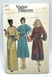 VTG Vogue Patterns Misses Dress 7202 Blouson Bateau Neckline Size 8 Uncut - Picture 1 of 8
