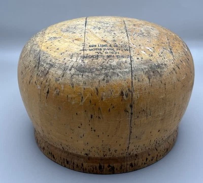 Antique Hat Block Hat Mold John Leone & Co LTD Primitive Hat Making Tool Stamped - Image 1 of 4