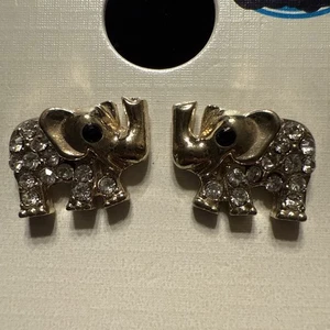 Silvertone Rhinestone Elephant Stud Earrings (Lot# 535) - Picture 1 of 5