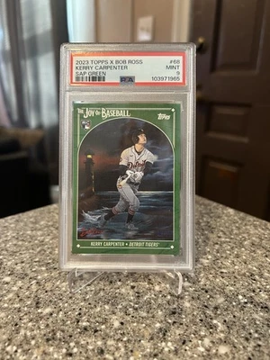 Bob Ross Joy of Baseball 2023 Kerry Carpenter ¡Verde savia! SP #d/75 PSA 9 Foto 1 de 2