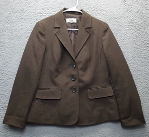 Le Suit Blazer Jacket Womens Size 10 Brown Notch Lapel Single Breasted 3 Button - Picture 1 of 9