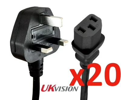 20x 13A KETTLE LEAD Mains Power Cable IEC to 3 Pin UK Plug PC Printer Cord 1.5m - Image 1 of 4