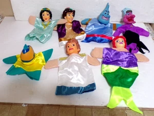7 Disney Character Hand Puppets Dory Aladdin Genie Jasmine Ariel Ursula Eric - Picture 1 of 1