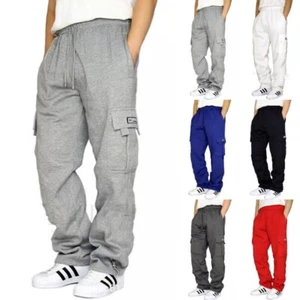Mens Trousers Joggers Sweatpants Drawstring Pants Workout Loose Casual Pants - Picture 1 of 14
