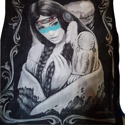 DGA Dreamcatcher Native American Art Print D Gonzales Thick Soft Blanket 79"X92" - Image 1 of 4