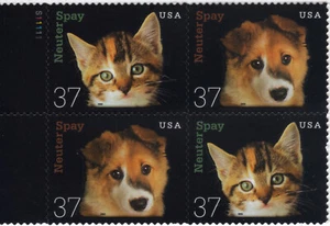 Scott #3671a (3670-71) Spay & Neuter Pets Plate Block of 4 Stamps - MNH - Picture 1 of 1