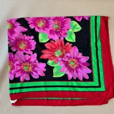 Oscar de la Renta Floral Grande Bufanda Envoltura Dinero Antiguo Clásico Resort Vacaciones Foto 1 de 4