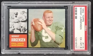 1962 Topps, PSA 6, SONNY JURGENSEN, #115, Philadelphia Eagles, PSA 6, HOF - Picture 1 of 2