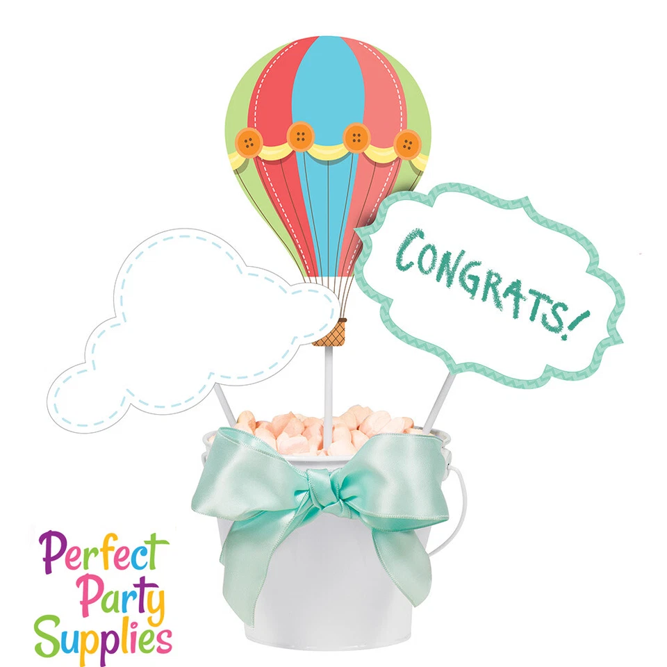 Hot Air Balloon Centerpiece Sticks Baby Shower Up Up and Away Party Supplies - Image 1 of 1