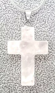 White Quartz Cross Necklace 1.6 inch Cross Charm - Picture 1 of 9