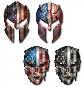 4x Skull Molon Labe Casco Calcomanía Pegatina Gladiador Bandera Americana Coche Camión Automático - Imagen 1 de 6