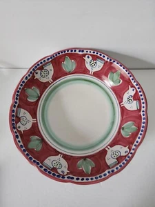 New Vietri Solimene Campagna Red Chicken Large 12" Serving Bowl Italy Blue HTF - Picture 1 of 10