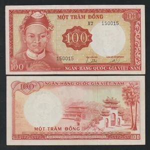 1966 South Vietnam Lê Văn Duyệt Watermark Banknote Một Trăm Đồng Pick 19b - Picture 1 of 5