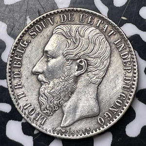 1887 Belgian Congo 1 Franc Lot#MK207 Silver! - Picture 1 of 2