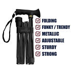 TAMAKA Mens Black 4-Part Aluminium Folding Adjustable Compact Walking Stick Cane