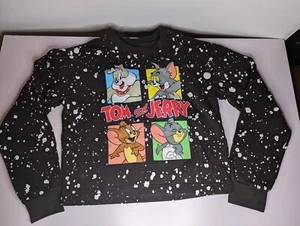Tom & Jerry Figuren Sweatshirt Pullover Schwarz Splatter Unisex Gr. M 7-9 Kinder - Bild 1 von 10